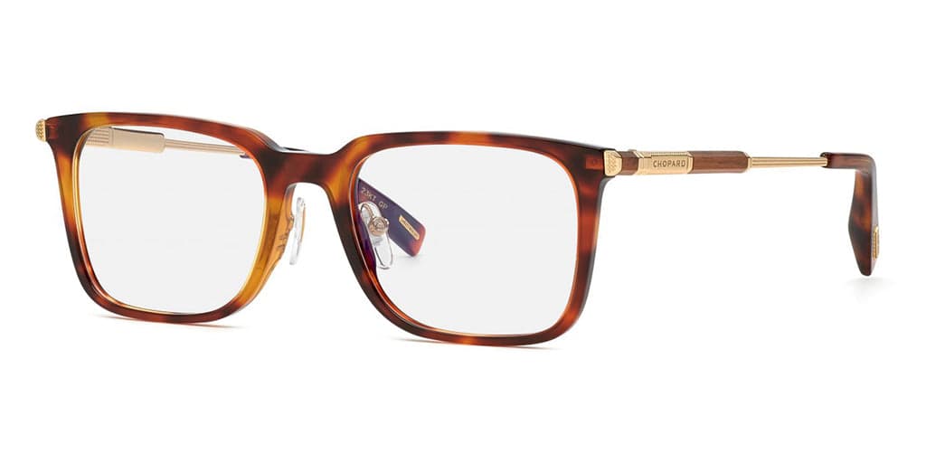 Chopard VCH344 09SZ Eyeglasses Shiny Transparent Red Havana