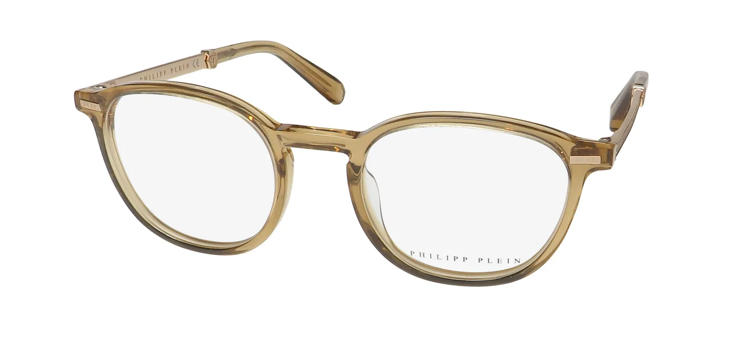 Philipp Plein Vpp057 Plein Gold Silhouette 0913 Eyeglasses Shiny Transparent Beige 51mm