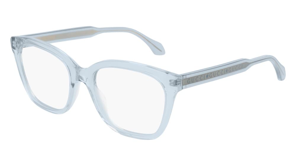 Gucci GG0566ON 003 Eyeglasses Shiny Transparent Blue 52mm Women
