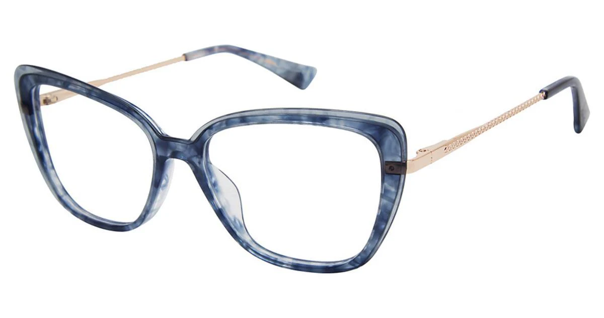 Nicole Miller NMGRACEBAY 01 Eyeglasses Blue Gold 54mm Women