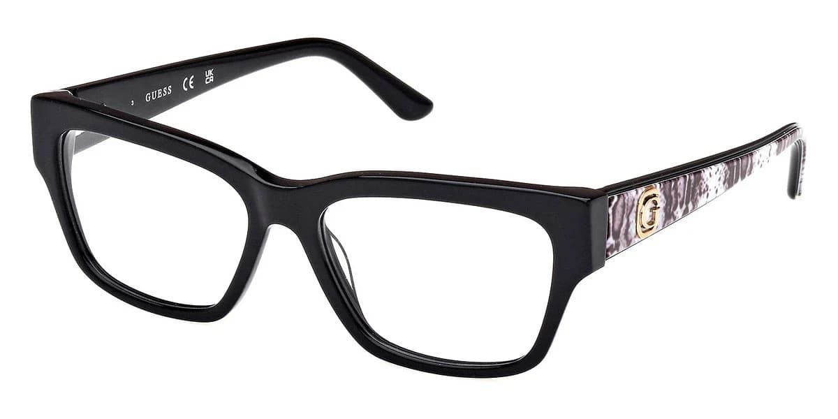 Guess GU50126 001 Eyeglasses Shiny Black 53mm Women