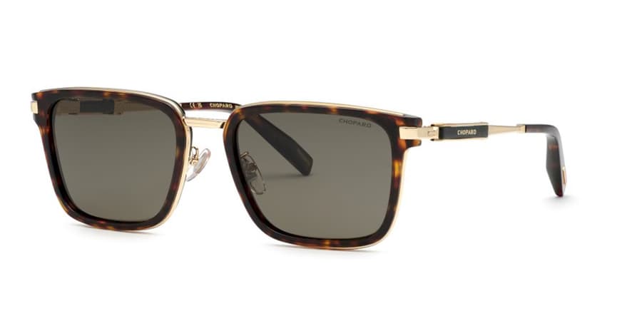 Chopard SCH375 909P Sunglasses Shiny Yellow Havana 57mm Men
