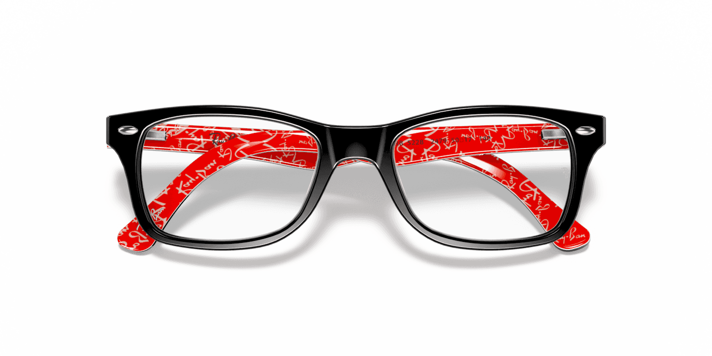 Ray-Ban RB5228 2479 Eyeglasses Black On Red 53mm Men 5