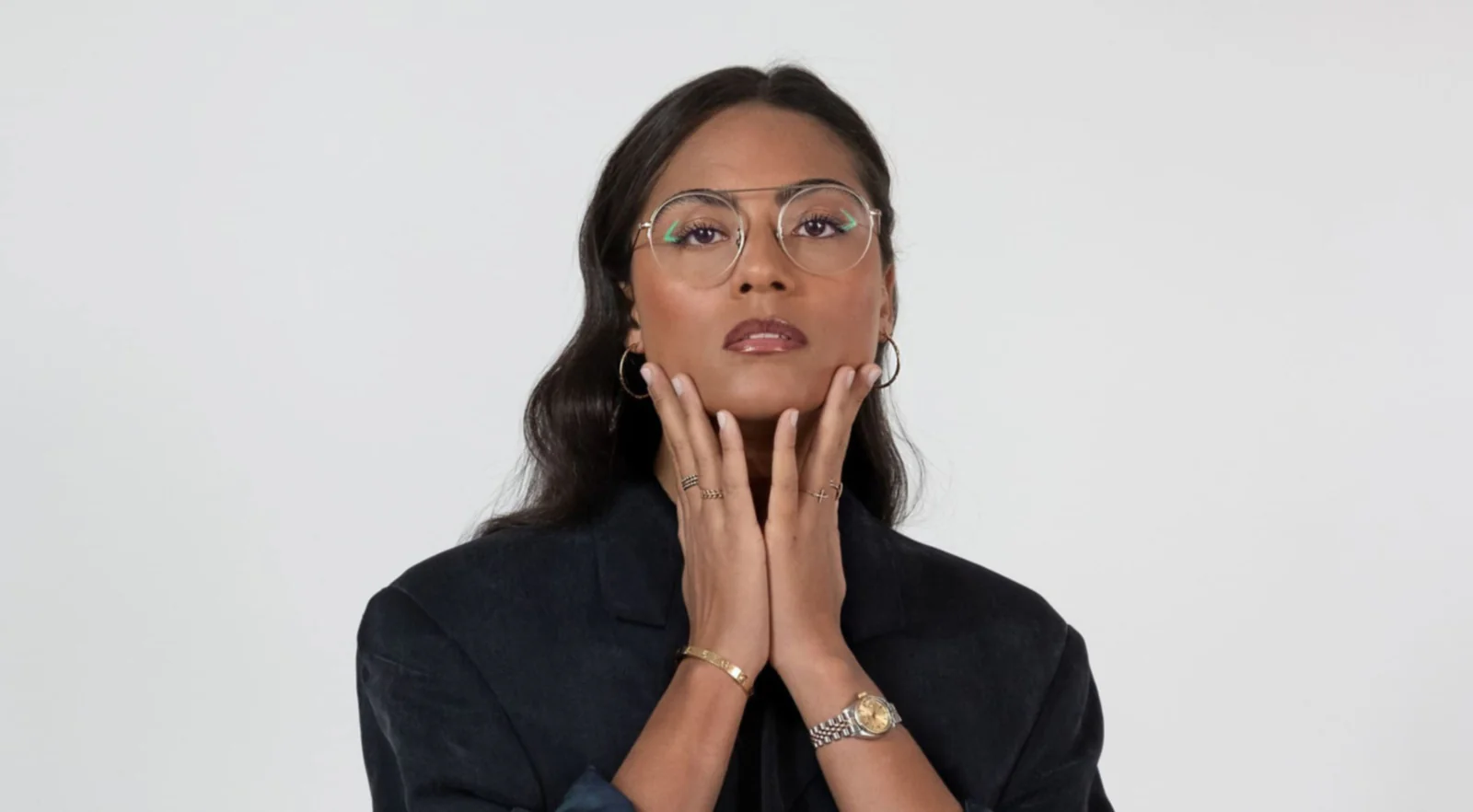 Nathalie Blanc Hermes C227 Eyeglasses Gold Grey 53mm Women