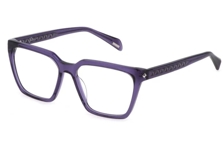 Police VPLG29 0U55 Eyeglasses Shiny Transparent Dark Purple 53mm Women