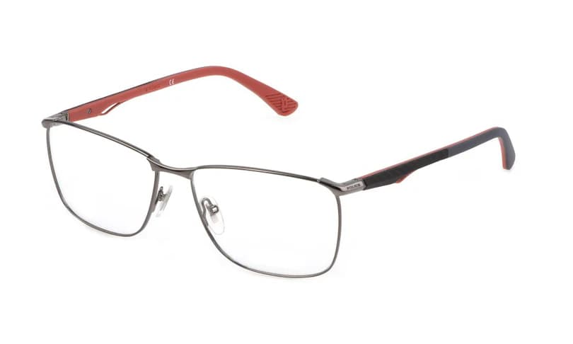 Police VPLF06 0509 Eyeglasses Shiny Gunmetal 57mm Men