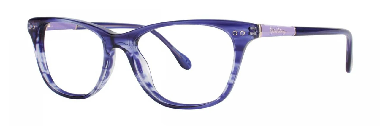 Lilly Pulitzer Ellis Eyeglasses Blue Havana 50mm Women