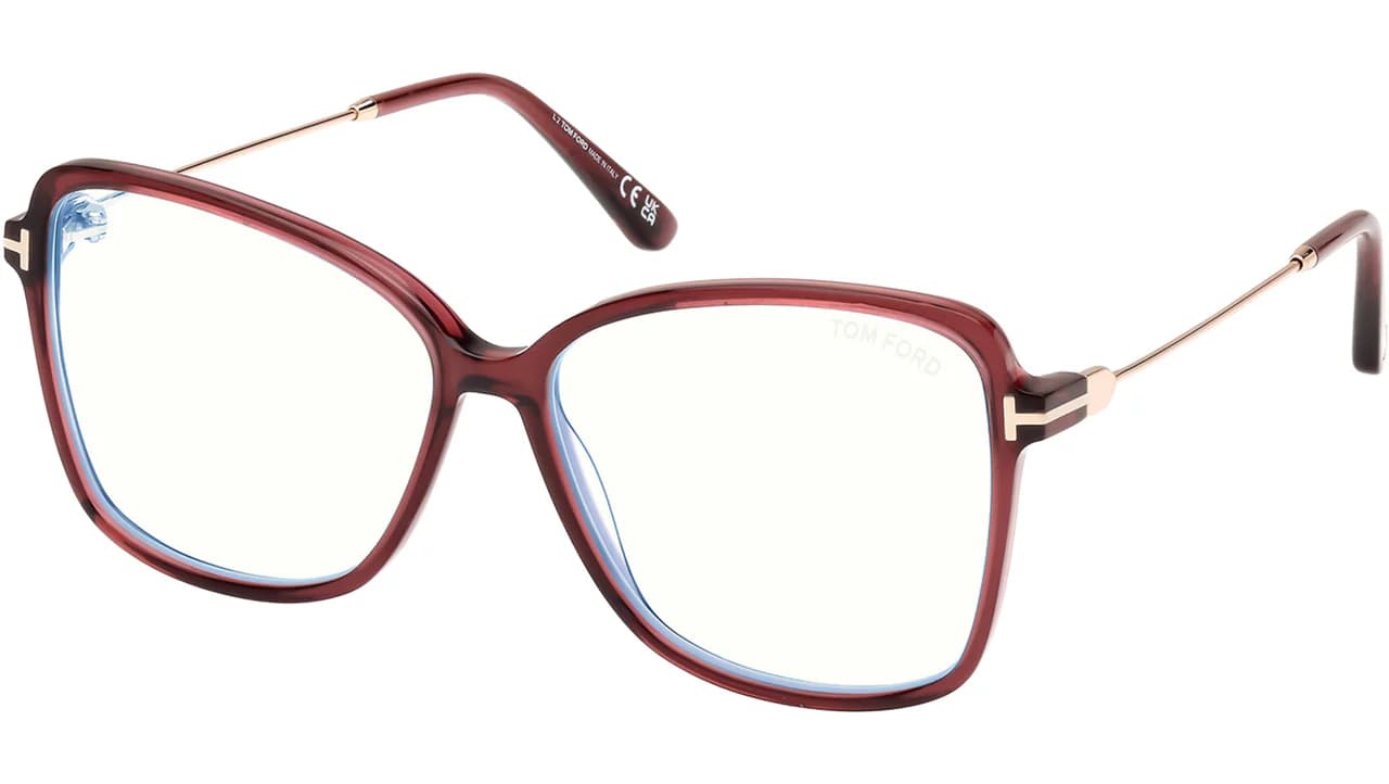 Tom Ford FT5953B 069 Eyeglasses Shiny Bordeaux 55mm Women
