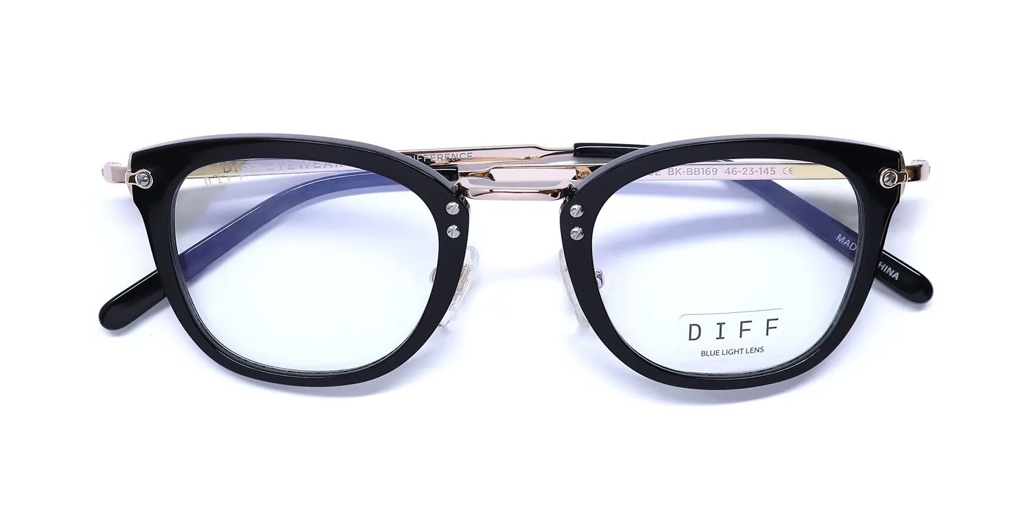 Diff Rue Blue Light Lens bk Eyeglasses Black 46mm 2