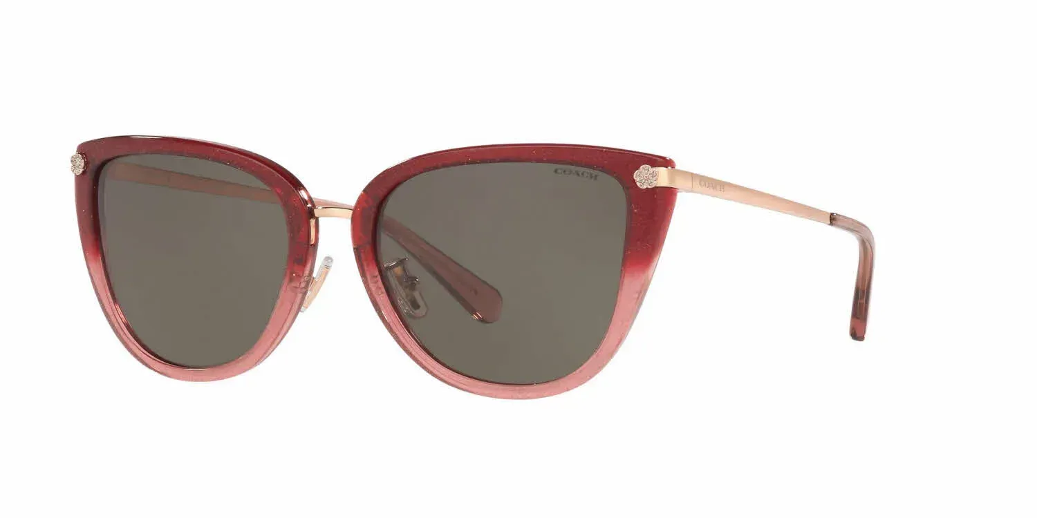 Coach HC8276 HC8276 Sunglasses Burgundy Pink Glitter Gradient 56mm Women