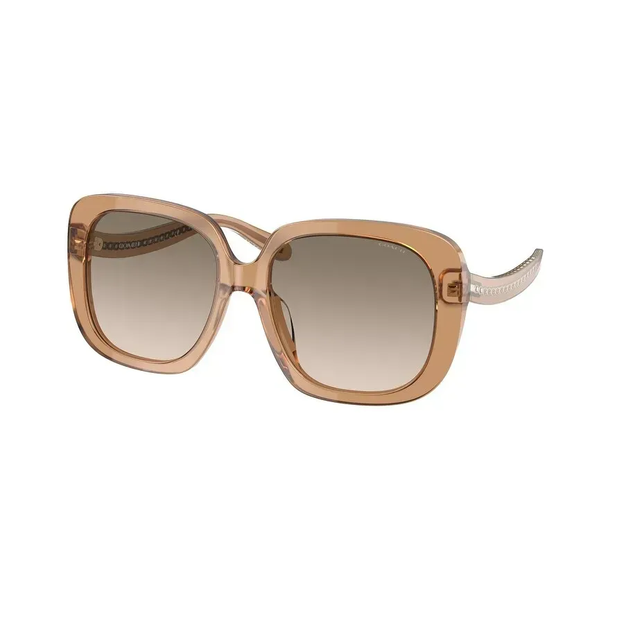 Coach HC8323U Sunglasses Transparent Brown 56mm Women