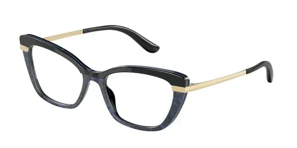 Dolce & Gabbana DG3325 Eyeglasses Black/leo Blue 52mm Women