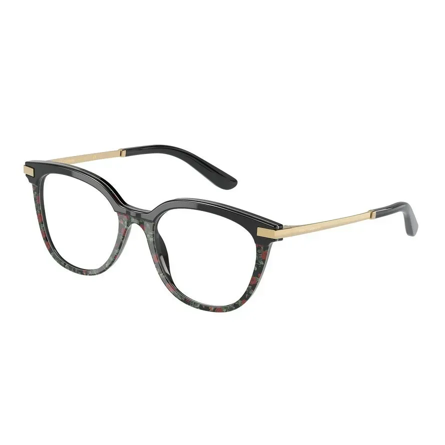 Dolce & Gabbana DG3346 Eyeglasses Black/red Roses Print 50mm Women