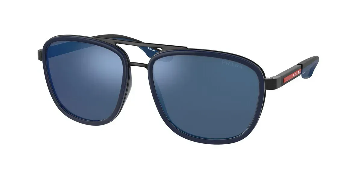 Prada PS50XS 02P04L Sunglasses Matte Black/blue Rubber 60mm Men