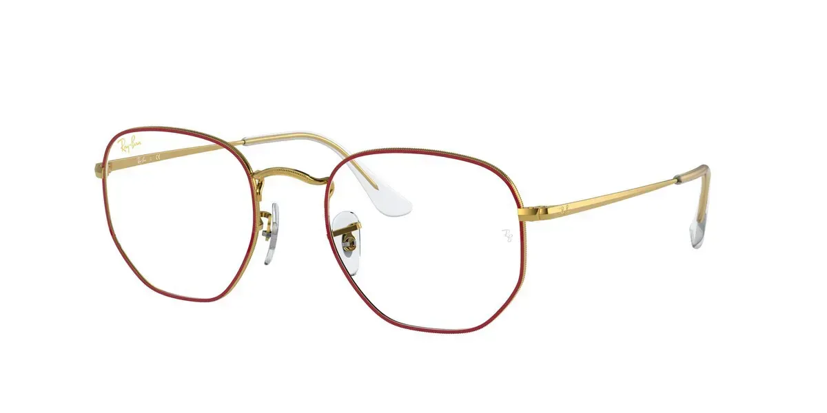 Ray-Ban RX6448F Hexagonal Eyeglasses Red Gold 56mm Women