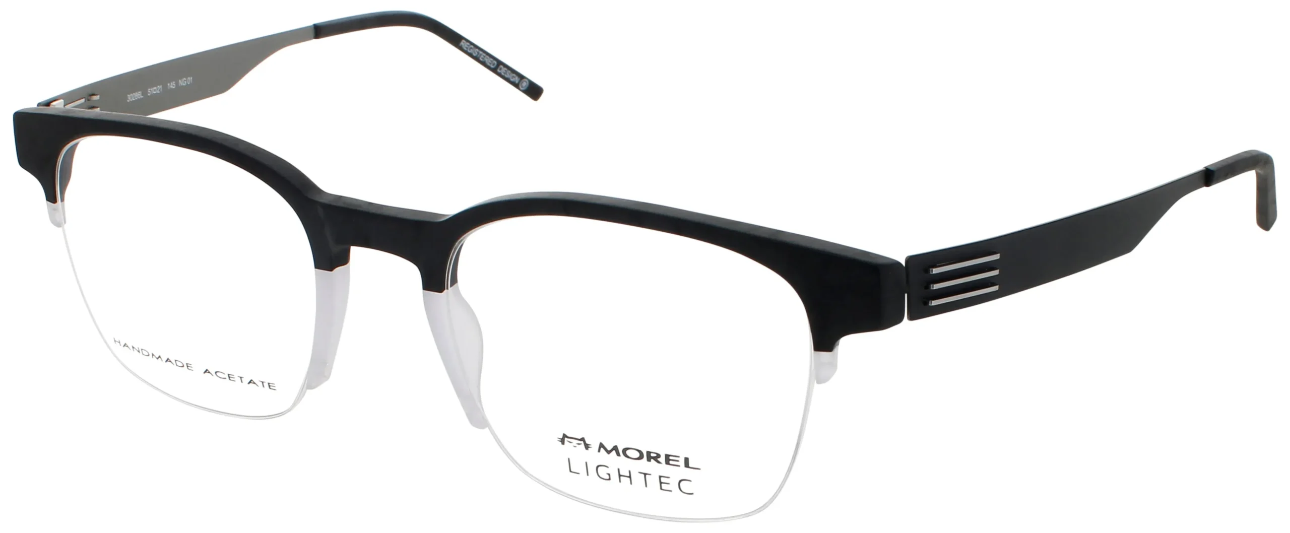 Lightec OMICRON 59 NG01 Eyeglasses Black 51mm Men