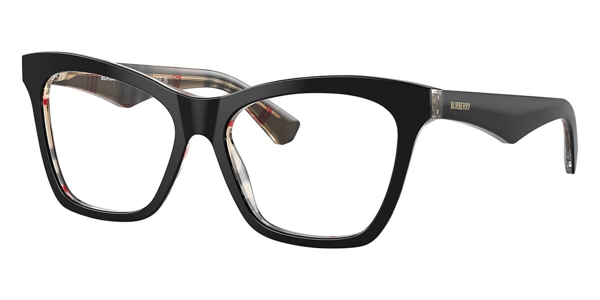 Burberry BE2416 4121 Eyeglasses Black On Vintage Checkered 52mm Women
