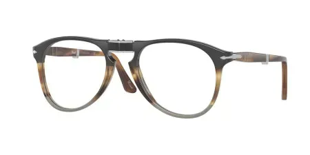 Persol PO9714VM Eyeglasses Black Striped Brown 52mm Men