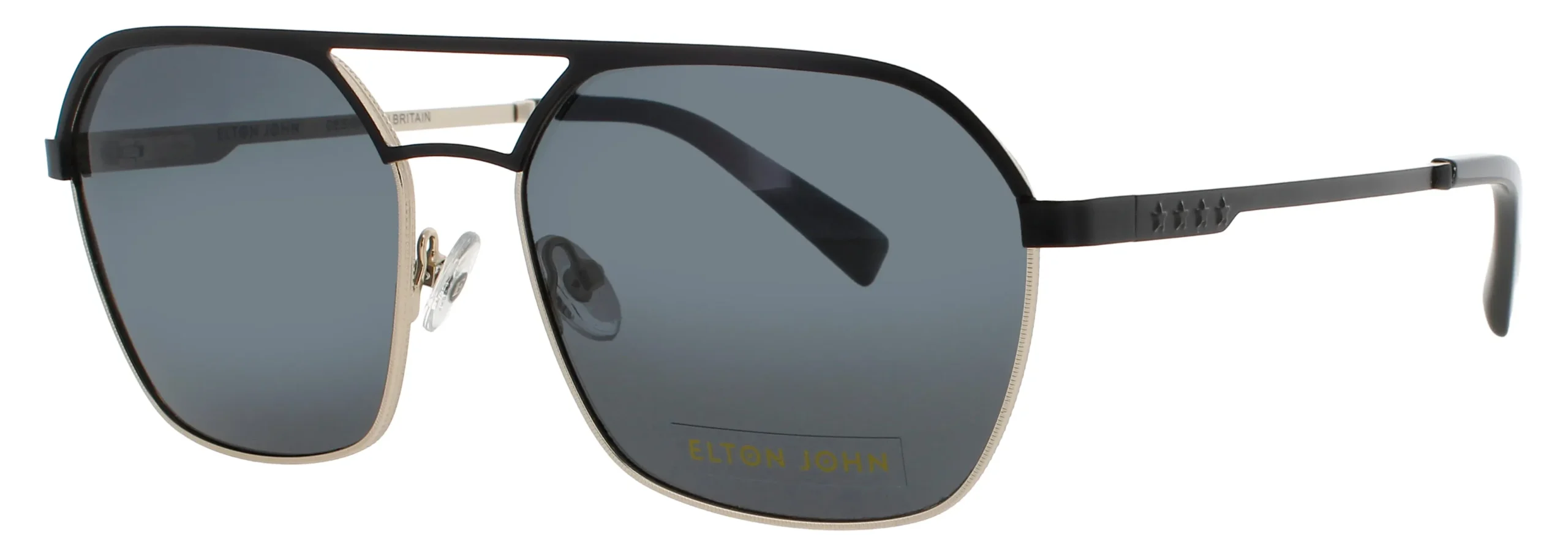 Elton John SHADE 2 LBKGD Sunglasses Black Gold 57mm Unisex