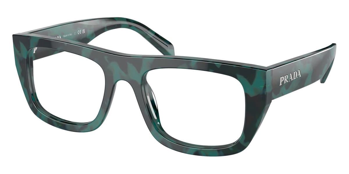 Prada VPRA17 17U1O1 Eyeglasses Black Green Marble 53mm Women