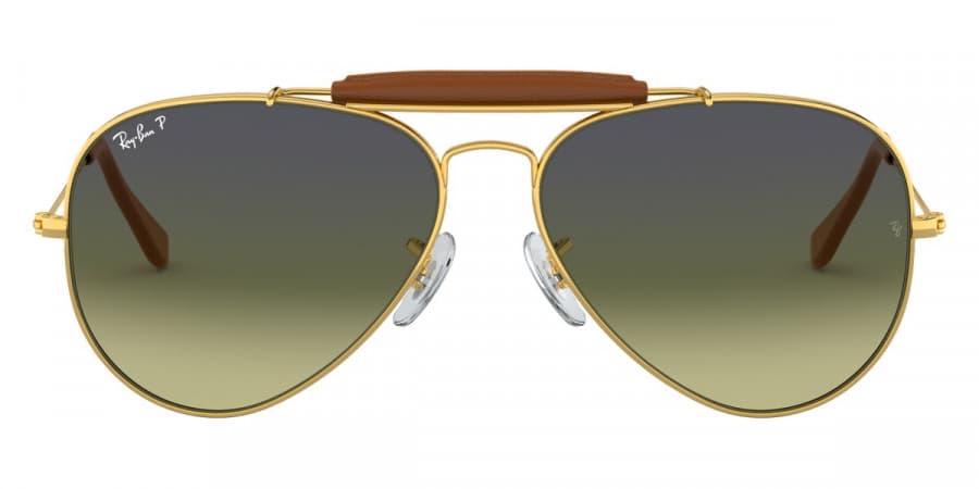 Ray-Ban RB3422Q 001M9 Sunglasses Light Brown Leather 58mm Men