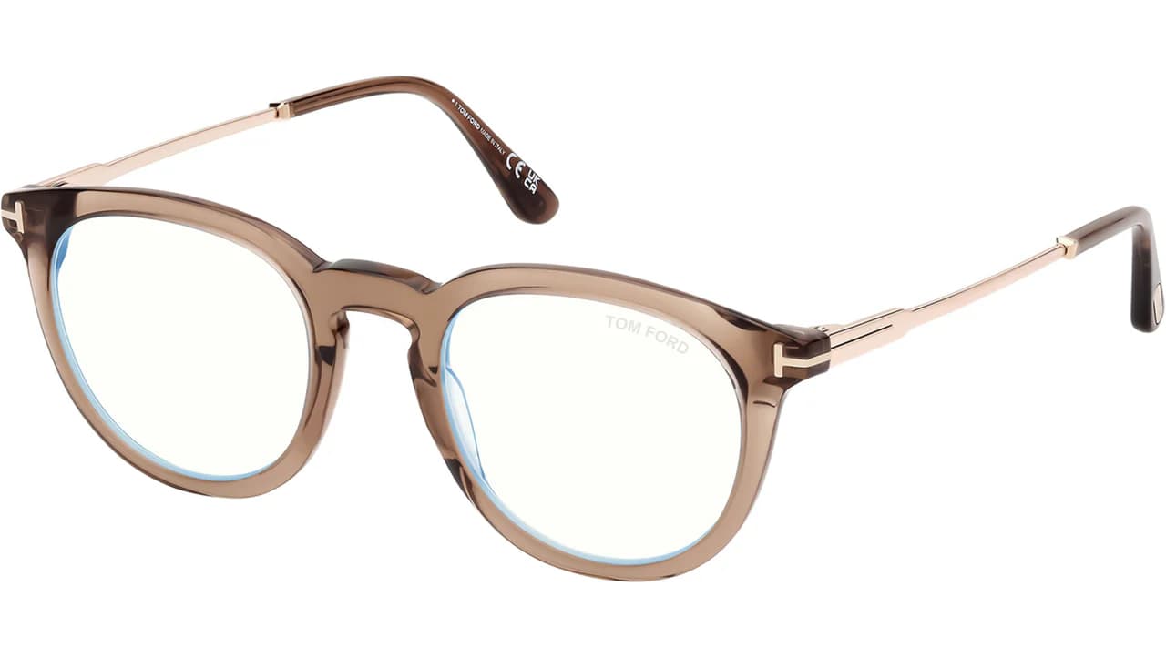 Tom Ford FT5905B 045 Eyeglasses Shiny Light Brown 49mm Men