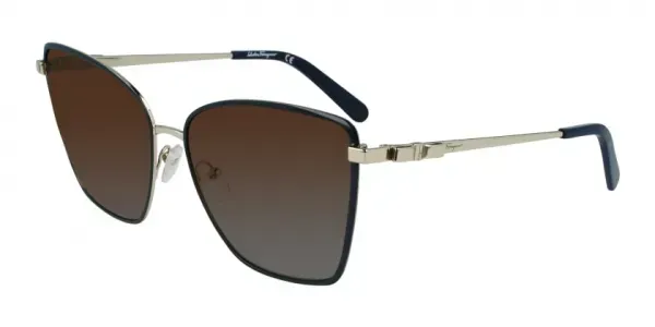 Salvatore Ferragamo SF279S 714 Sunglasses Light Gold Blue 59mm Women