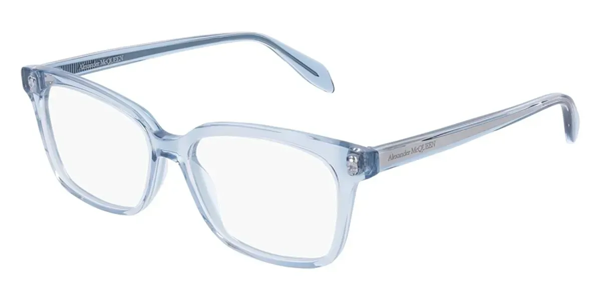 Alexander McQueen AM0243O 002 Eyeglasses Transparent Light Blue 52mm Women
