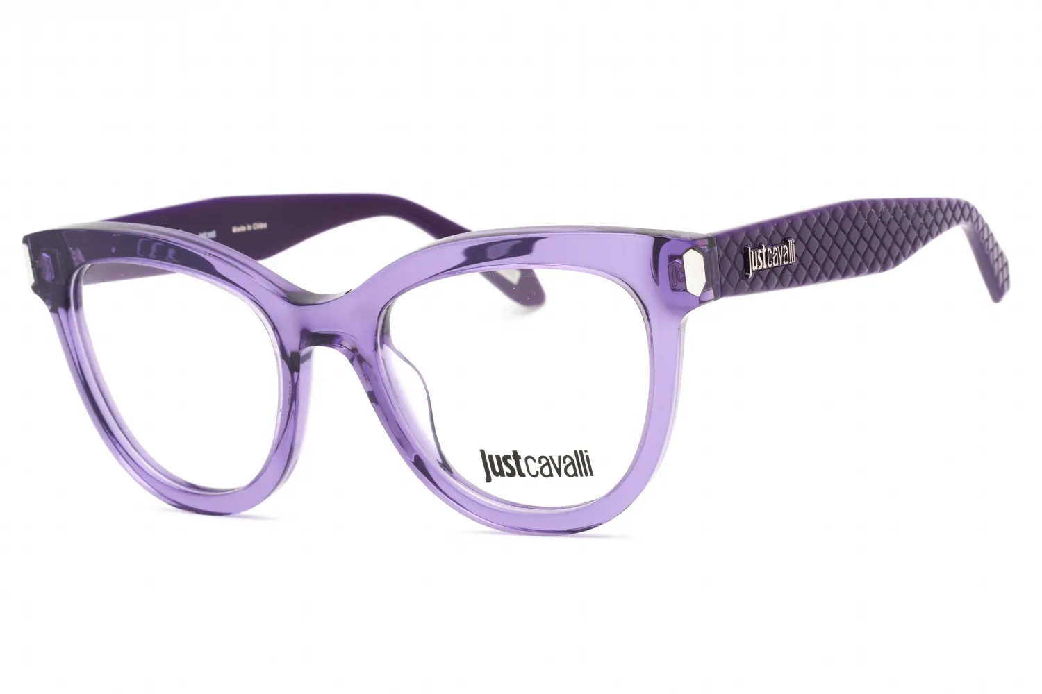 Just Cavalli VJC004V 06LA Eyeglasses Shiny Transparent Purple 51mm Women