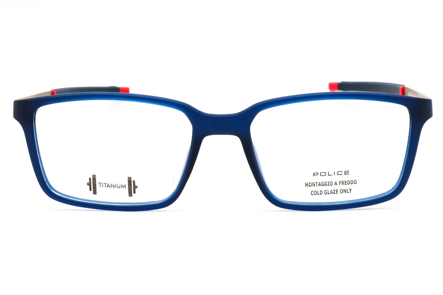 Police VPLF85M 0U58 Eyeglasses Matt Transparent Blue 54mm Men 2
