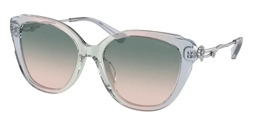 Coach HC8347BU Sunglasses Transparent Blue Pink 55mm Women