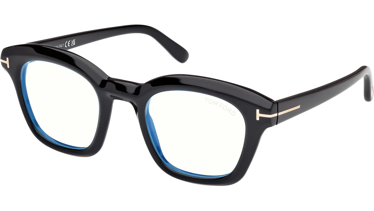 Tom Ford FT5961B 001 Eyeglasses Shiny Black 49mm Men