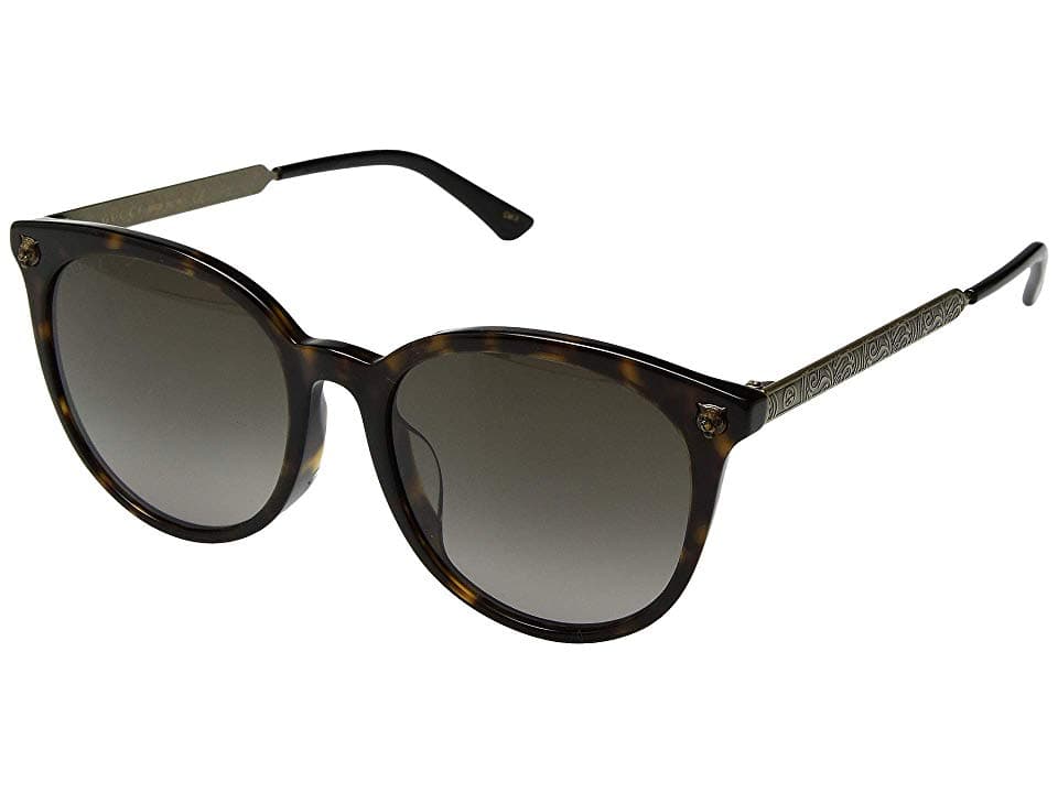 Gucci GG0224SK 002 Sunglasses Havana Antique Gold 56mm Women