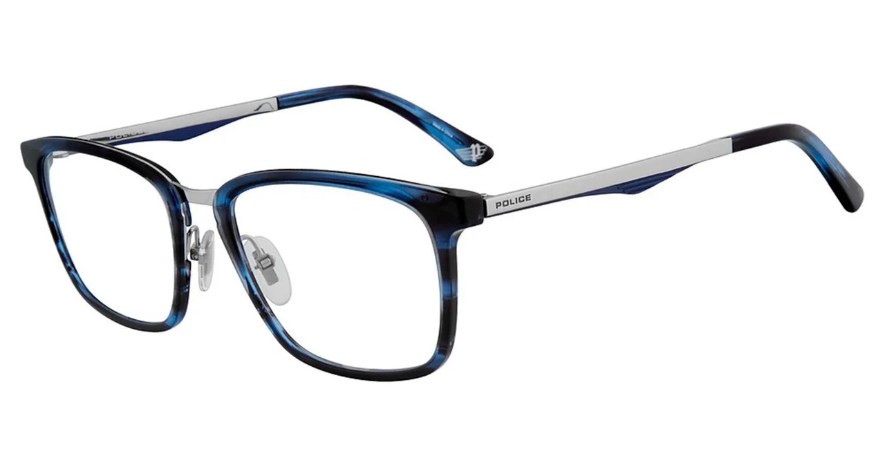 Police VPL684 9N4M Eyeglasses Striped Blue 52mm Men
