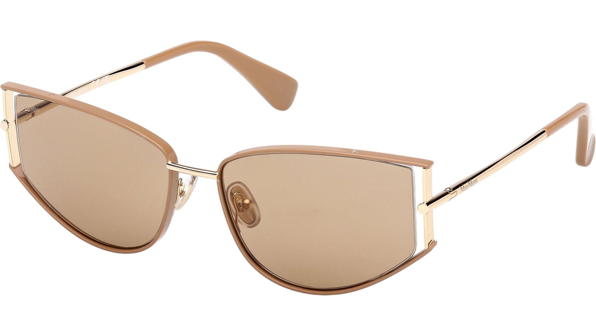 Max Mara MM0141 45E Sunglasses Shiny Light Brown 58mm
