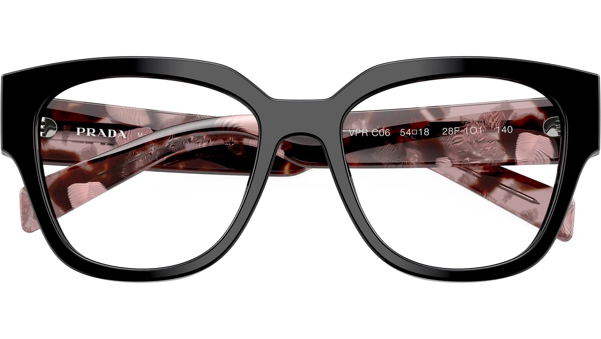 Prada PR C06V 28F1O1 Eyeglasses Glossy Black 52mm Women 5