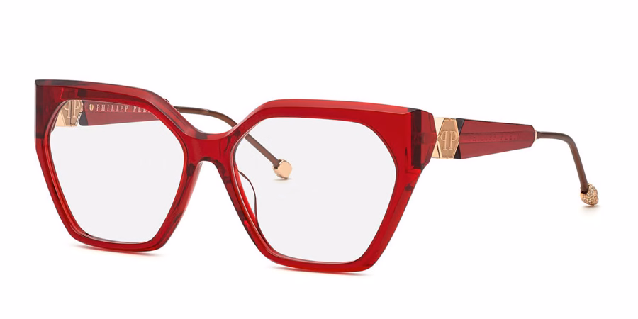 Philipp Plein VPP068S 0V64 Eyeglasses Transparent Red 57mm Women
