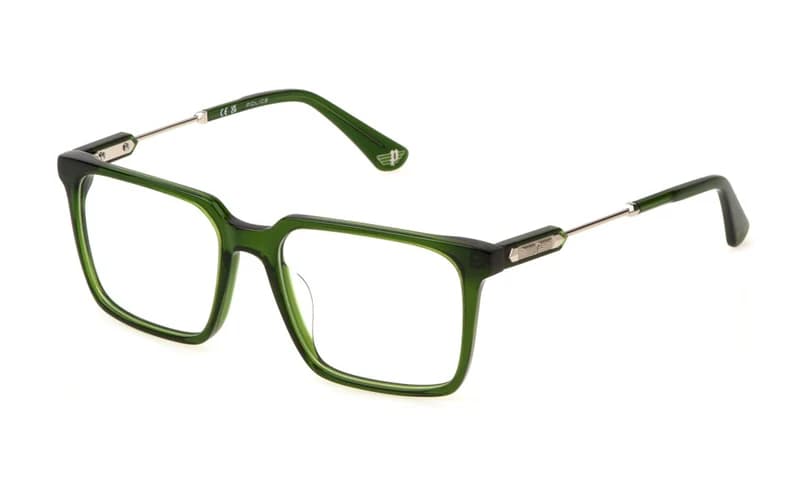 Police VPLN28 0G61 Eyeglasses Shiny Transparent Green 53mm Men