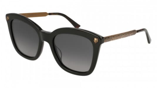 Gucci GG0217S 006 Sunglasses Black Antique Gold 52mm Women
