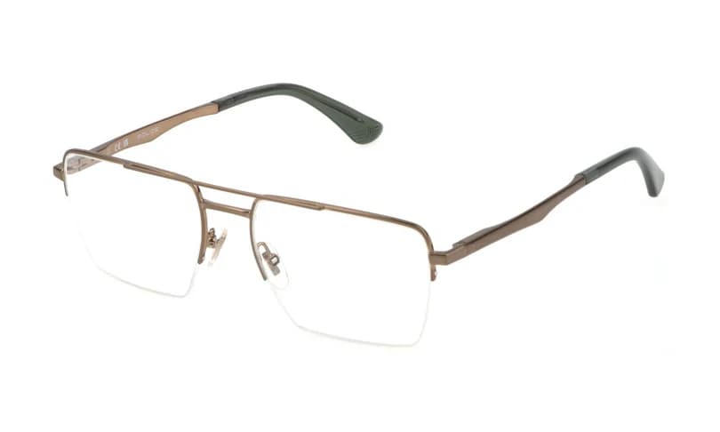 Police VPLG71M 0F68 Eyeglasses Shiny Glossed Bronze 55mm Men