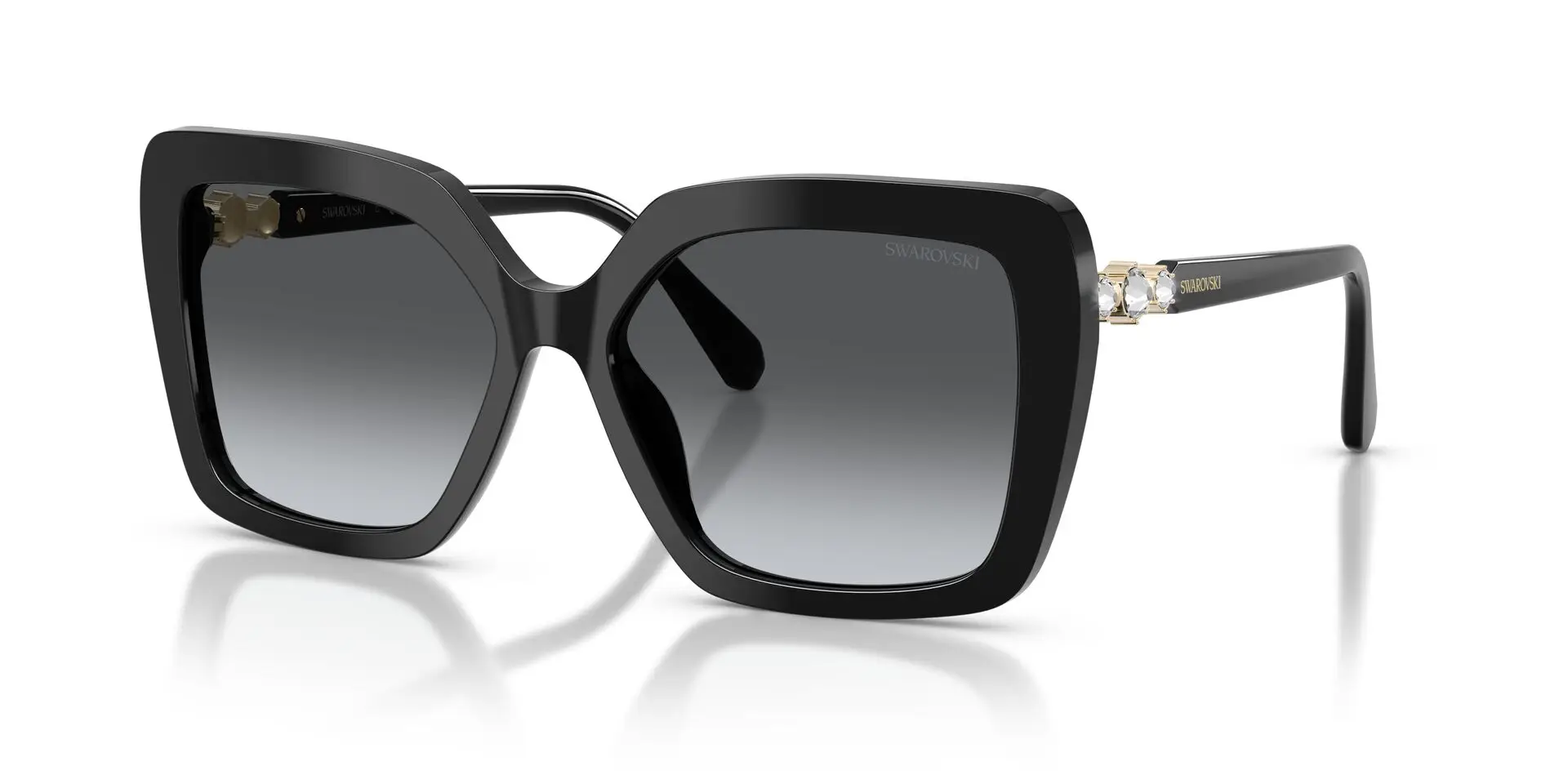 Swarovski SK6049 1001T3 Sunglasses Shiny Black 57mm Women