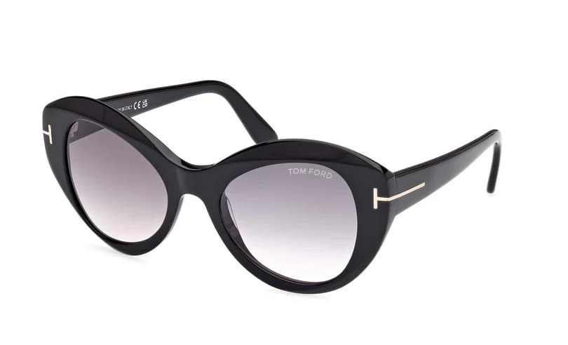 Tom Ford FT1084 01B Sunglasses Shiny Black 52mm Women