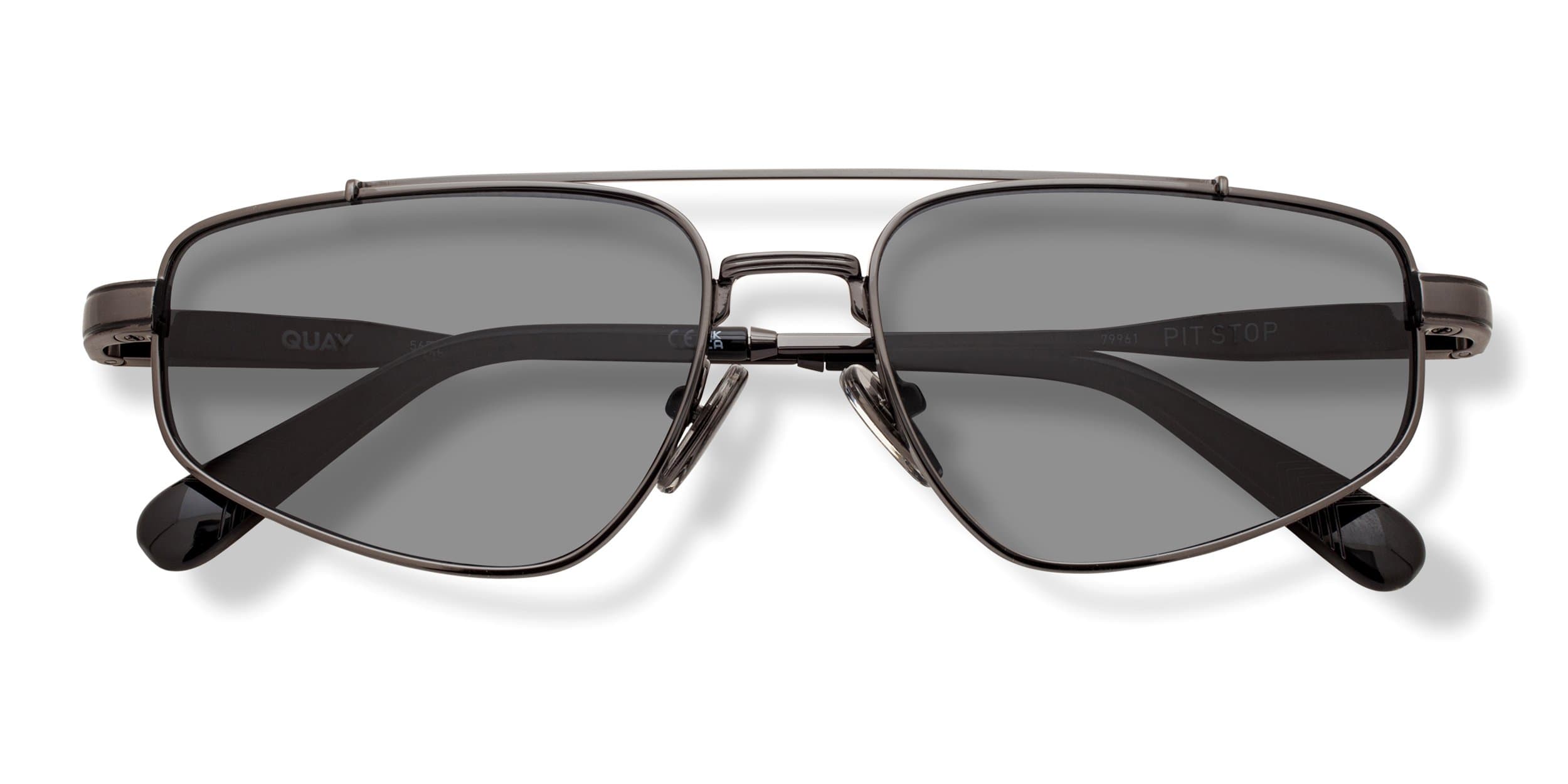 Quay PIT STOP GNMTL/SMK Sunglasses Gunmetal 56mm Unisex 4