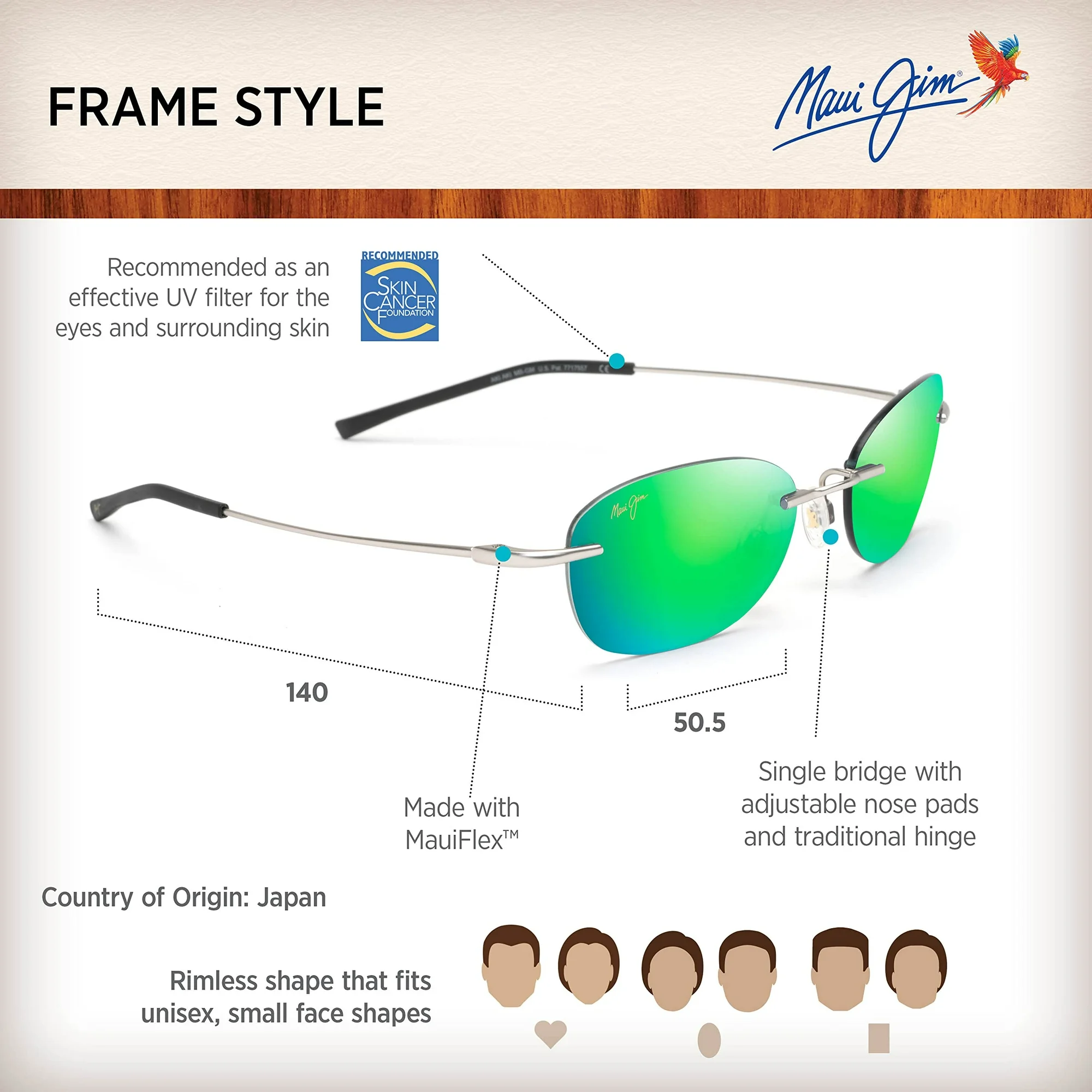 Maui Jim Aki Aki GM333 17M Sunglasses Silver 50mm Unisex 3