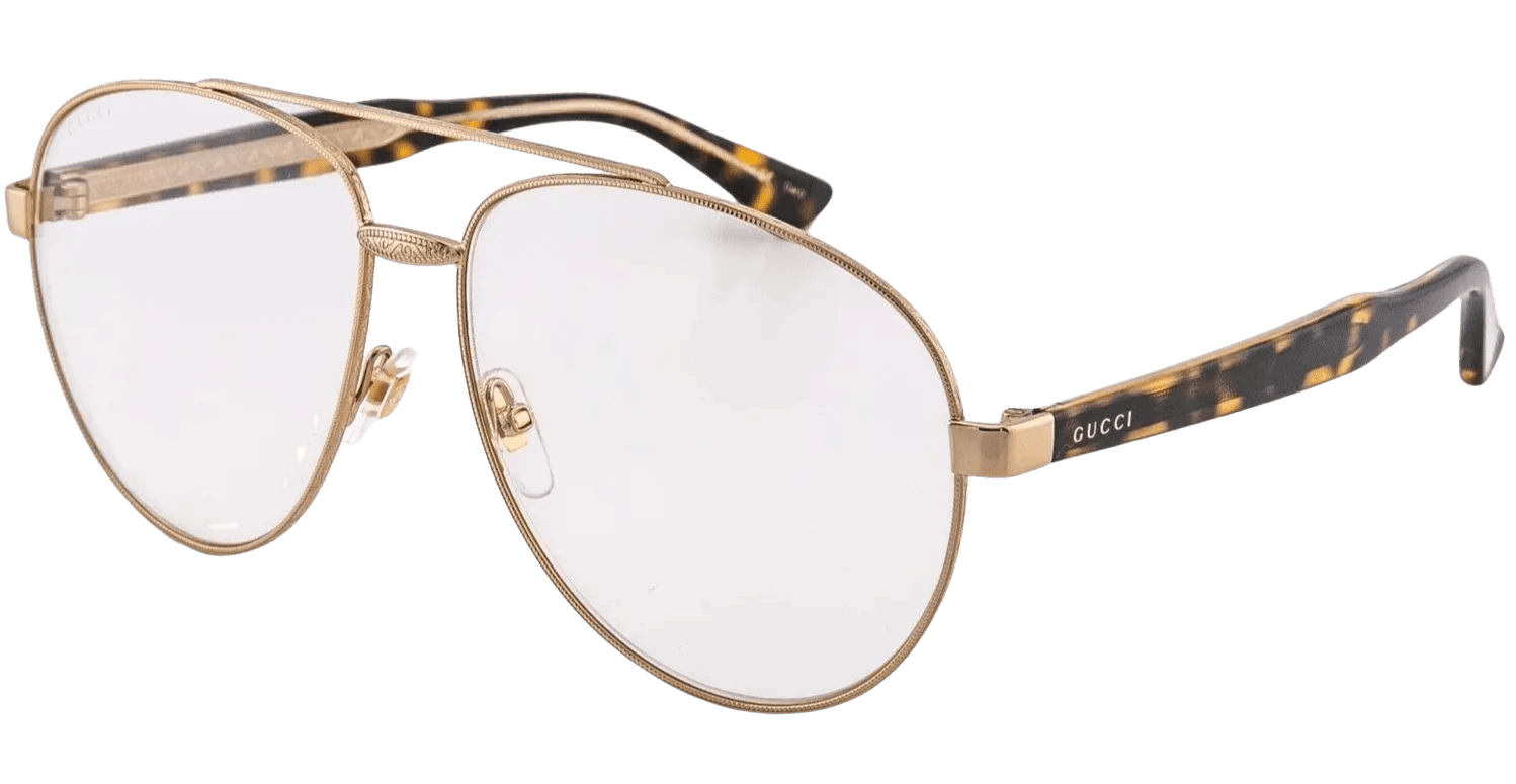 Gucci GG0054S 004 Eyeglasses Gold Tortoise 61mm Unisex