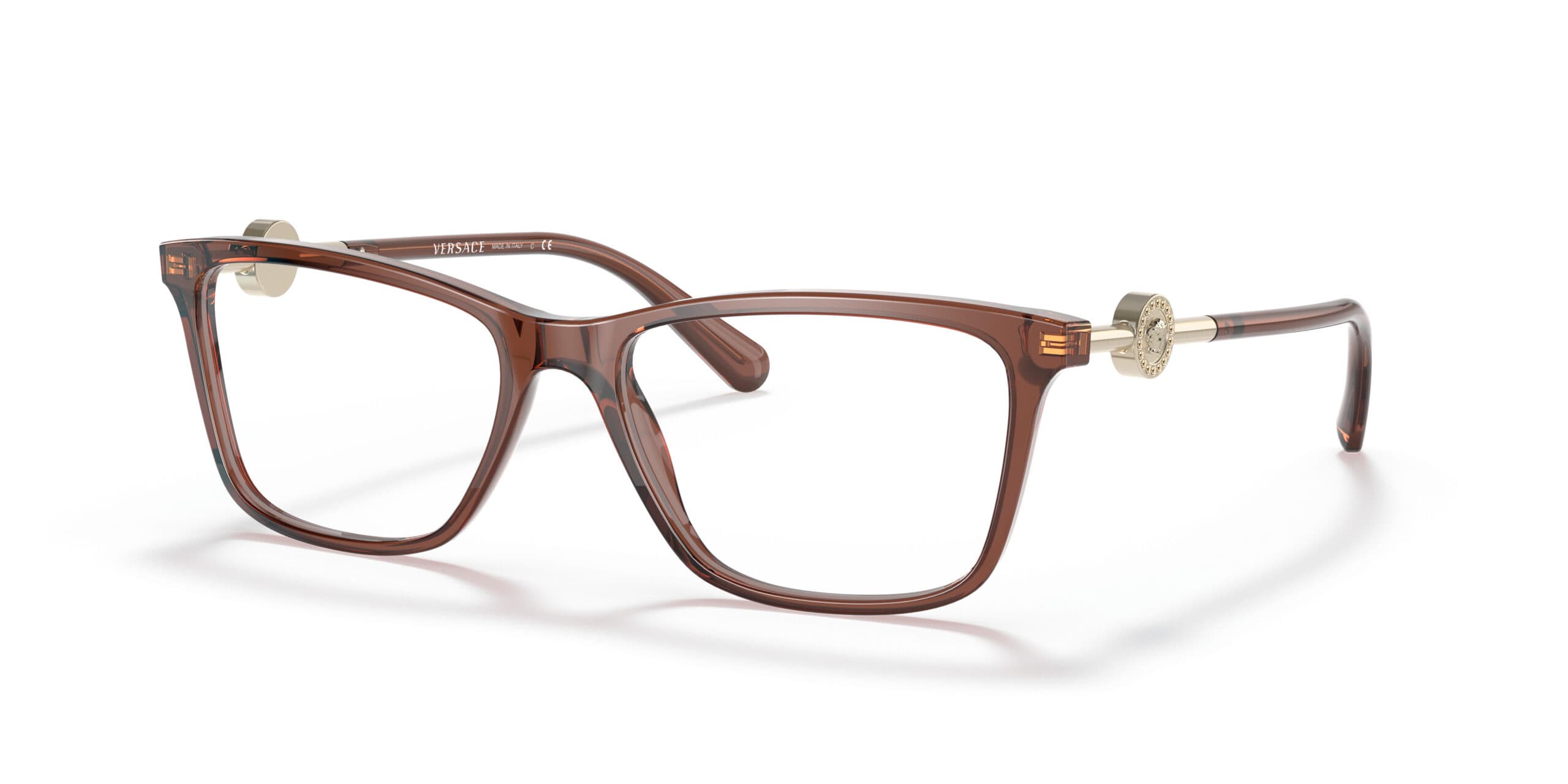 Versace 0VE3299B 5324 Eyeglasses Transparent Brown 53mm Women