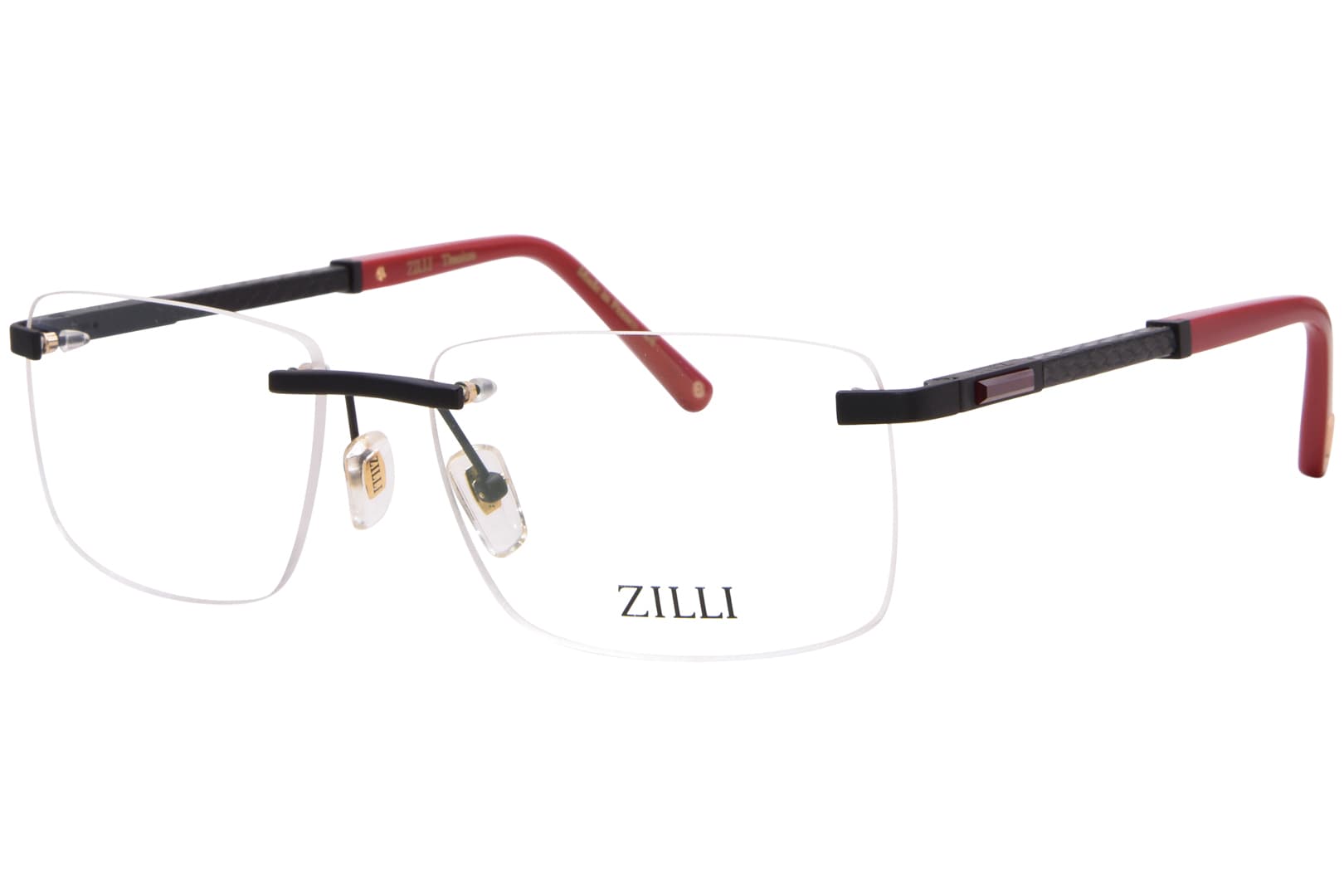 Zilli ZI60056 C06 Eyeglasses Satin Black Red 61mm Men
