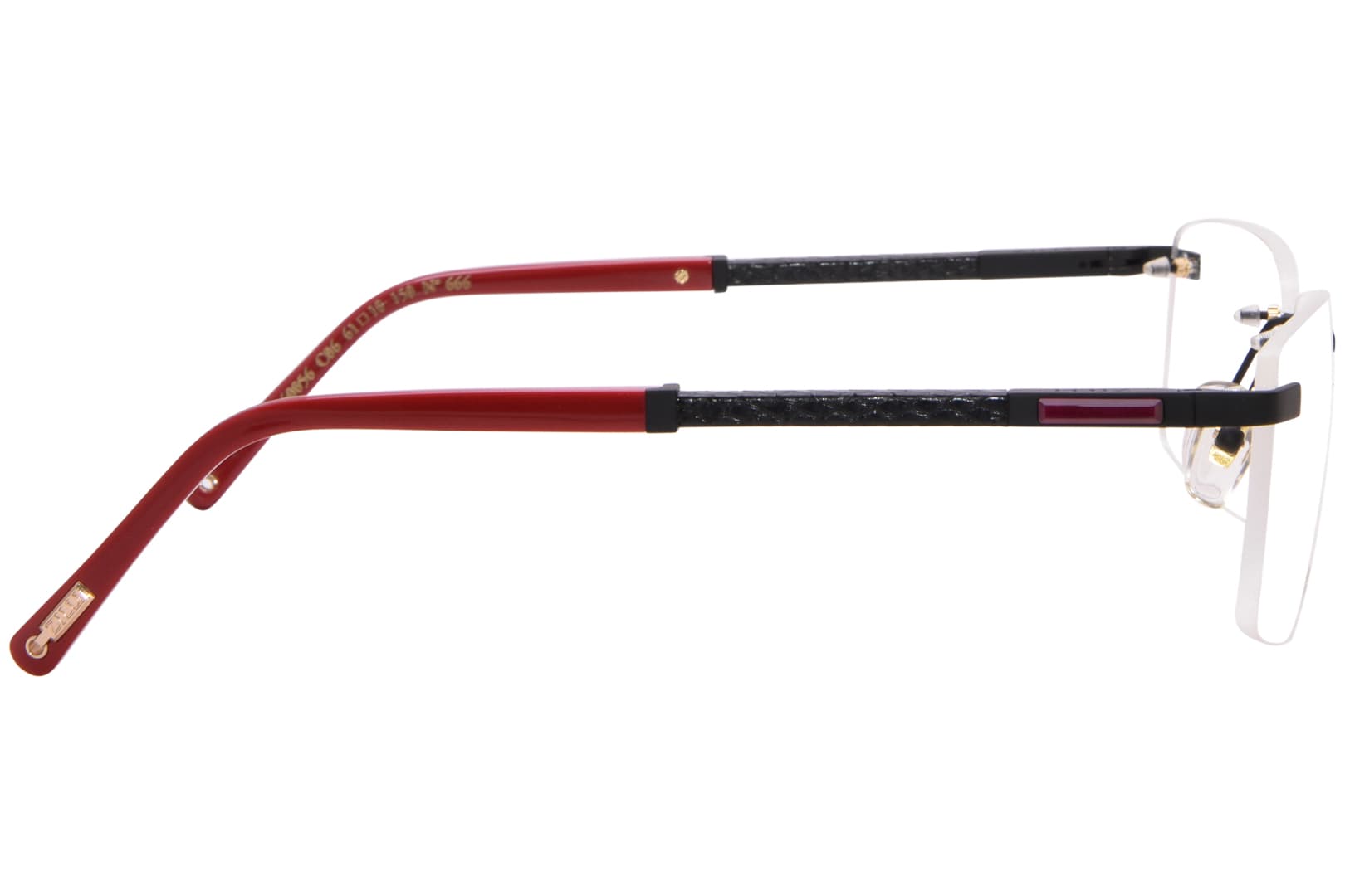 Zilli ZI60056 C06 Eyeglasses Satin Black Red 61mm Men 3