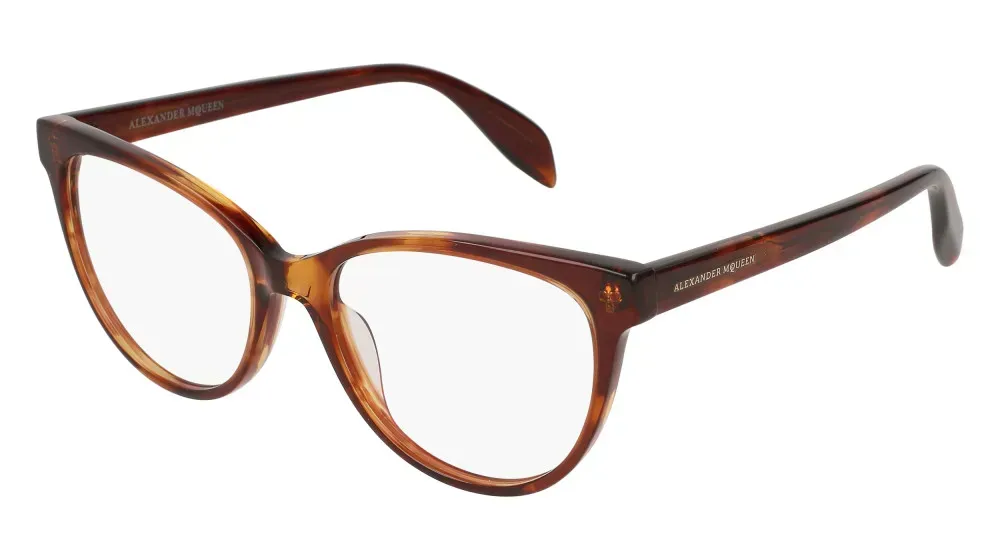 Alexander McQueen AM0114O 002 Eyeglasses Brown Havana 53mm Women