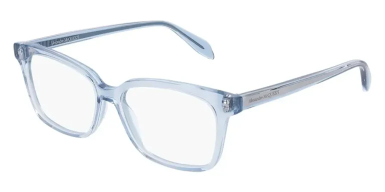 Alexander McQueen Eyeglasses Women AM0243O Transparent Light Blue